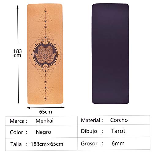 MENKAI - Esterilla de Yoga-Incluye Correa de Transporte y 2PC Bola para Masajes-100% Ecológicos Corcho - Esterilla de Deporte Antideslizante - Yoga Mat de 183x65cm