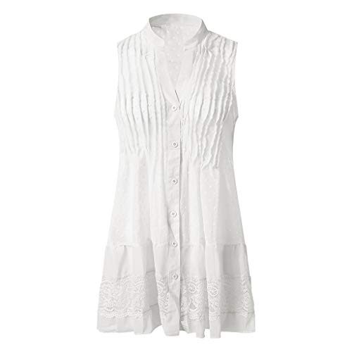 MERICAL El Vestido sin Mangas con Cuello de Pico de Verano de Moda para Mujer(Blanco,XX-Large)