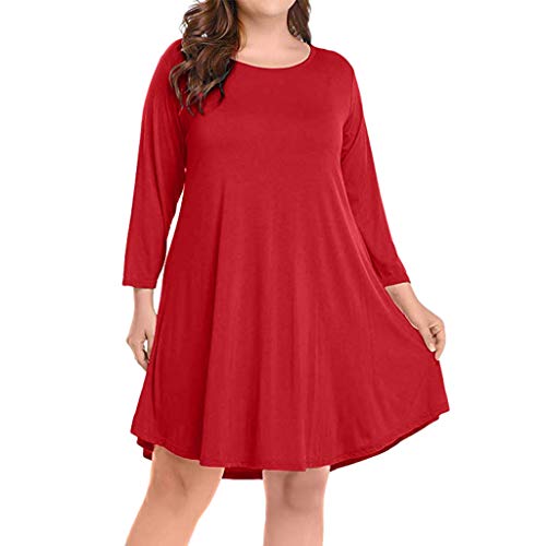 MERICAL Vestido de Fiesta Largo hasta la Rodilla de Manga Larga para Mujer(Rojo,Small)