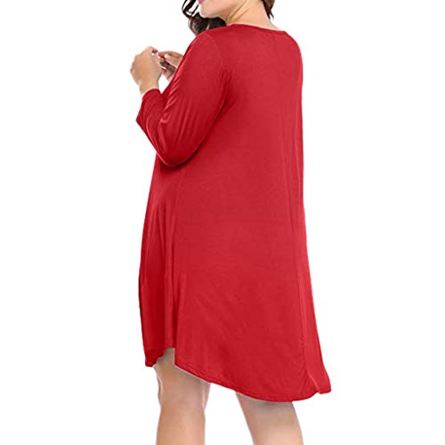 MERICAL Vestido de Fiesta Largo hasta la Rodilla de Manga Larga para Mujer(Rojo,Small)