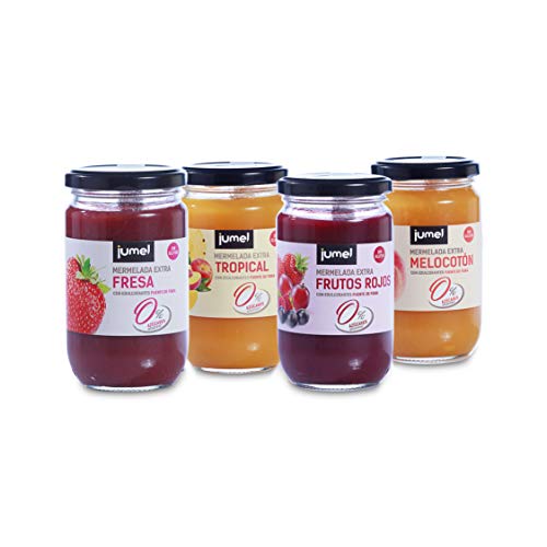 Mermeladas sin azúcar Extra Jumel Surtido. Mermelada con Stevia. Mermelada gourmet, tu desayuno o merienda más saludable, con todo el sabor. Pack de 4 unidades. Diet.