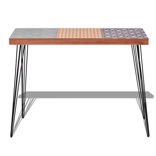 Mesa Auxiliar, Mueble de Consola Mesa Materia de MDF + Acero para Salón Habitación 90 x 30 x 71,5 cm, Color Marrón, Mesita Teléfono Mesa Auxiliar, Mueble de Consola Mesa Materia de MDF + Acero para Salón Habitación 90 x 30 x 71,5 cm, Color Marrón, Mesita Teléfono