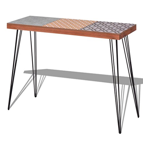 Mesa Auxiliar, Mueble de Consola Mesa Materia de MDF + Acero para Salón Habitación 90 x 30 x 71,5 cm, Color Marrón, Mesita Teléfono Mesa Auxiliar, Mueble de Consola Mesa Materia de MDF + Acero para Salón Habitación 90 x 30 x 71,5 cm, Color Marrón, Mesita Teléfono