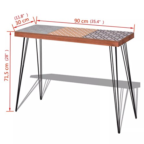 Mesa Auxiliar, Mueble de Consola Mesa Materia de MDF + Acero para Salón Habitación 90 x 30 x 71,5 cm, Color Marrón, Mesita Teléfono Mesa Auxiliar, Mueble de Consola Mesa Materia de MDF + Acero para Salón Habitación 90 x 30 x 71,5 cm, Color Marrón, Mesita Teléfono