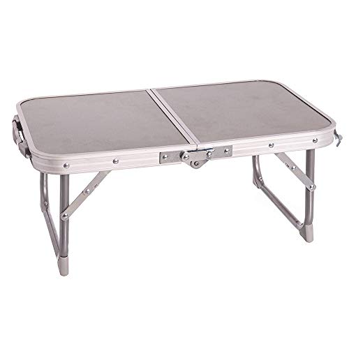 Mesa de Camping Plegable de Acero Gris de 22x34x56 cm - LOLAhome Mesa de Camping Plegable de Acero Gris de 22x34x56 cm - LOLAhome