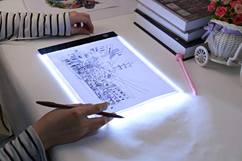 Mesa de Luz Dibujo,Guiseapue LED A4 Tableta de Luz,Dibujo De Luz Super Delgado y Brillo light board Ajustable con Cable USB para Dibujar,Artesanía,Bocetos,Caligrafía