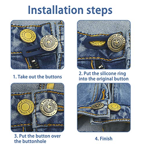 Metal Jeans Boton Ajustables RetráCtil Extensor De Cintura Para Pantalones Hombres Y Mujeres Pantalones Premamá Accesorios De Costura