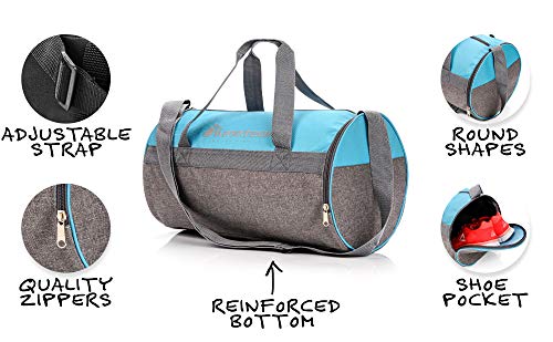 meteor Bolsa Deporte Viaje Gimnasio con Compartimento Separado para Zapatos Duffle Bag para Hombre Mujer Ultraligera Plegable Bolsa Deportiva 25 L Yoga Bolsa Fin de Semana (Azul/Melange Gris, 25 L)