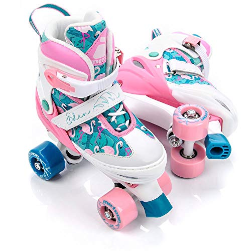 meteor Retro Patines Disco Roler Skate Patines en Paralelo 4 rueadas Quad Skate Patines de Hielo para niños de Adolescentes y Adultos tamaño Ajustable del Zapato (M 35-38, Eden)