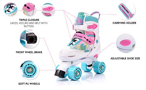 meteor Retro Patines Disco Roler Skate Patines en Paralelo 4 rueadas Quad Skate Patines de Hielo para niños de Adolescentes y Adultos tamaño Ajustable del Zapato (S 31-34, Arrows)