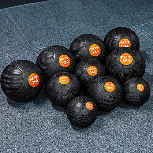 METIS Balón Medicinal– 1kg - 10kg | Pelota Lastrada para Ejercicio en Casa o en el Gimnasio - Slam Balls – Alto Agarre | Material Fitness, Yoga y Pilates (9KG)