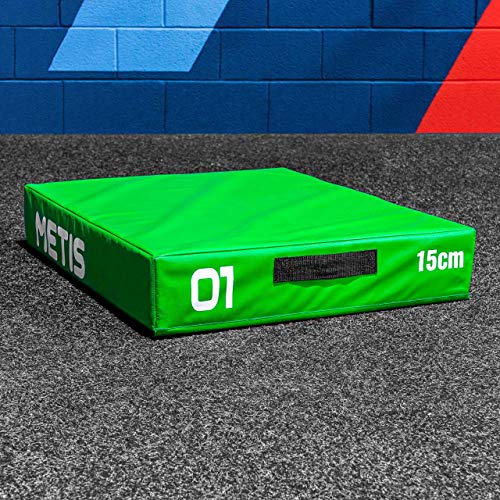 METIS Cajas de Salto Pliométricas de Espuma Suave Caja de Crossfit para Casa o Gimnasio | Jump Box para Entrenamiento | Conjunto de Cajones de Salto para Pliometría (15cm (Verde))