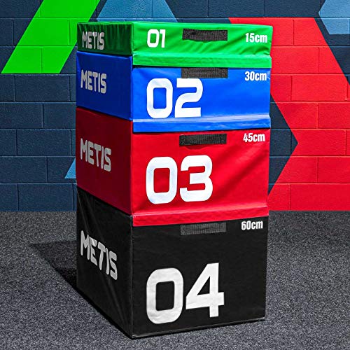 METIS Cajas de Salto Pliométricas de Espuma Suave Caja de Crossfit para Casa o Gimnasio | Jump Box para Entrenamiento | Conjunto de Cajones de Salto para Pliometría (15cm (Verde))