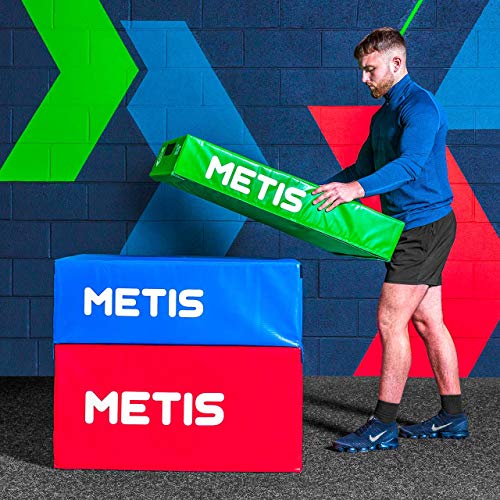 METIS Cajas de Salto Pliométricas de Espuma Suave Caja de Crossfit para Casa o Gimnasio | Jump Box para Entrenamiento | Conjunto de Cajones de Salto para Pliometría (30cm (Azul))