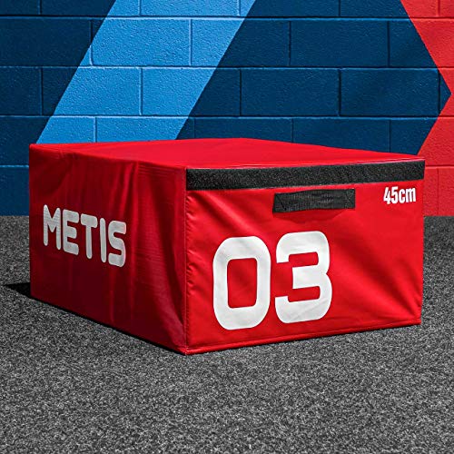 METIS Cajas de Salto Pliométricas de Espuma Suave Caja de Crossfit para Casa o Gimnasio | Jump Box para Entrenamiento | Conjunto de Cajones de Salto para Pliometría (30cm (Azul))