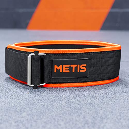 METIS Cinturón de Musculación y Halterofilia para Entrenamiento con Pesas, de Crossfit y de Powerlifting | Cinturón de Peso Muerto para Gimnasio o Casa (XL: 104cm – 117cm)