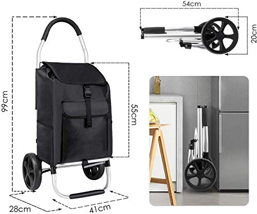 mfavour Carrito de Compras, Carro Compra Estable Carrito Compra Plegable Push/Pull, Carrito de Compras 2 Ruedas con Bolsa Oxford Desmontable, 45 l, Negro mfavour Carrito de Compras, Carro Compra Estable Carrito Compra Plegable Push/Pull, Carrito de Compras 2 Ruedas con Bolsa Oxford Desmontable, 45 l, Negro