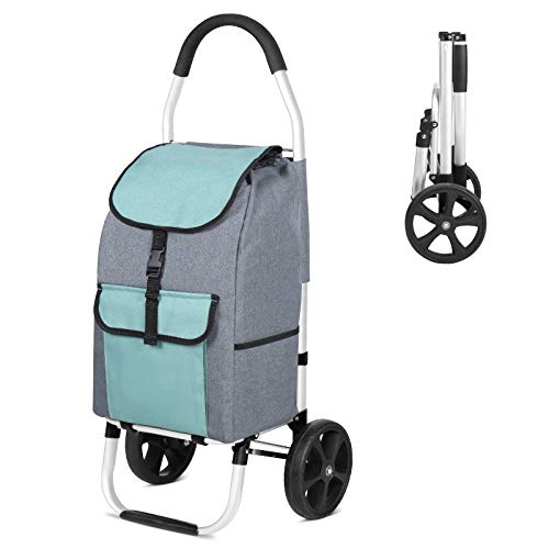 mfavour Carrito de Compras, Carro de Compra Multifuncional, Carrito Compra Plegable Push/Pull, Carritos de Compras 2 Ruedas con Bolsa Oxford Desmontable, 45 l, Verde mfavour Carrito de Compras, Carro de Compra Multifuncional, Carrito Compra Plegable Push/Pull, Carritos de Compras 2 Ruedas con Bolsa Oxford Desmontable, 45 l, Verde