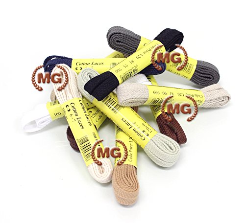 MG Lavorazione artigianale pelle e cuoio Cordones planos de algodón, cordones de repuesto para zapatos Col.4 120 cm, 1 par, plato mediano MG Lavorazione artigianale pelle e cuoio Cordones planos de algodón, cordones de repuesto para zapatos Col.4 120 cm, 1 par, plato mediano
