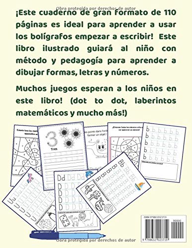Mi libro de Actividades en Casa XXL: +4 años: Aprender a repasar, usar tijeras, aprender a escribir números y letras para niños, aprender a contar - Libro de escritura para una educación completa