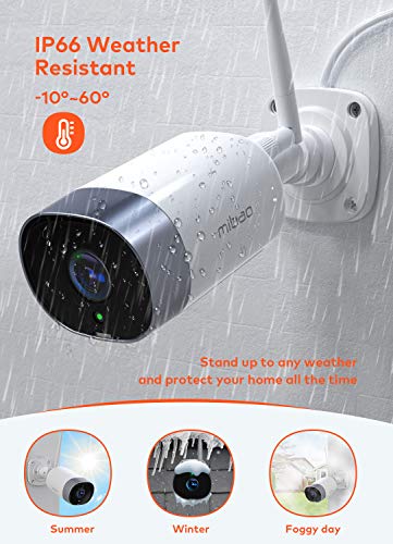Mibao Cámara de Vigilancia WiFi Exterior, IP66 a Prueba de Agua y Polvo,Cámara de Seguridad,Visión Nocturna de 20 Metros,Tecnología de cifrado múltiple, Soporte para Android e iOS Mibao Cámara de Vigilancia WiFi Exterior, IP66 a Prueba de Agua y Polvo,Cámara de Seguridad,Visión Nocturna de 20 Metros,Tecnología de cifrado múltiple, Soporte para Android e iOS