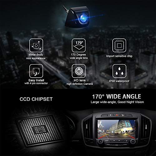 MicarBa Cámara de seguridad HD visión nocturna 170 grados ojo de pez de visión trasera del coche cámara de aparcamiento impermeable cámara de marcha atrás 4 LED MicarBa Cámara de seguridad HD visión nocturna 170 grados ojo de pez de visión trasera del coche cámara de aparcamiento impermeable cámara de marcha atrás 4 LED