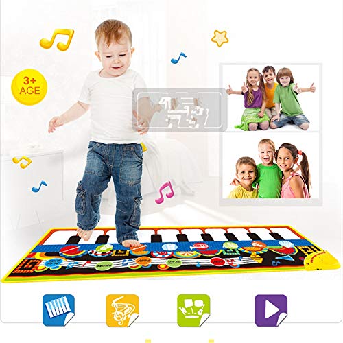 MICEROSHE Alfombra de Baile de Piano 43 Pulgadas De 10 Teclas Plegable Piso Teclado De Piano Baile Actividad Mat Stepping Juguete del Instrumento Musical Regalos Divertidos para Niños