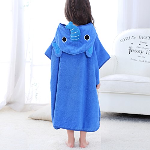 MICHLEY Niños Niñas Capucha Toallas de baño Bebé Albornoz Ropa Niño Suave Animal Algodón Manta Regalos Para Bebes Poncho 70x70cm apto para 2-6 años(Elefante)