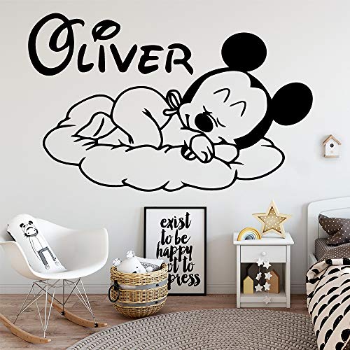 Mickey Mouse Etiqueta de La Pared Decal Nombre Personalizado Mickey Mouse Vinilo Etiqueta de La Pared Decoración para Nursery Room Kids Babys Decoración de la habitación