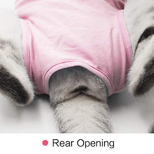 MIECNATG Gatos Traje de recuperación Profesional para heridas Abdominales o Enfermedades de la Piel Alternativo para Gatos y Perros después de la cirugía Ropa para el hogar(Rosa,m)