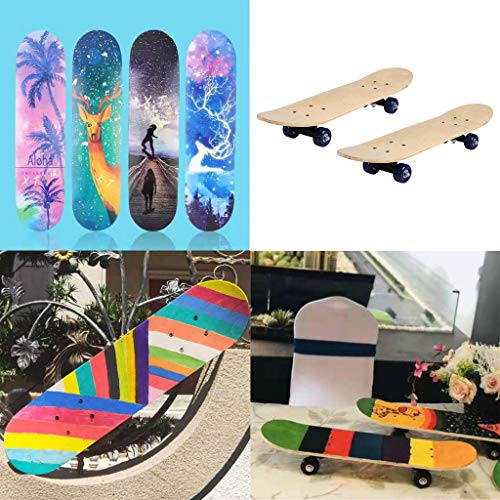 Milageto Los Niños Aprenden Trucos de Skate Más Rápido Longboard, Tablas de Skate para Principiantes en Blanco 24 Pulgadas