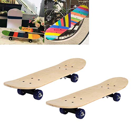 Milageto Los Niños Aprenden Trucos de Skate Más Rápido Longboard, Tablas de Skate para Principiantes en Blanco 24 Pulgadas