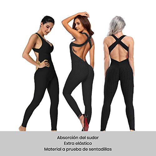 Mimoka Monos Pantalones Deportivos Mujer Elástico y Transpirable | Leggins Mujer Fitness Push up con Tirantes para Yoga GYM Running (L, Negro) Mimoka Monos Pantalones Deportivos Mujer Elástico y Transpirable | Leggins Mujer Fitness Push up con Tirantes para Yoga GYM Running (L, Negro)