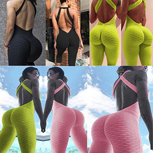Mimoka Monos Pantalones Deportivos Mujer Elástico y Transpirable | Leggins Mujer Fitness Push up con Tirantes para Yoga GYM Running (M, Azul Oscuro)