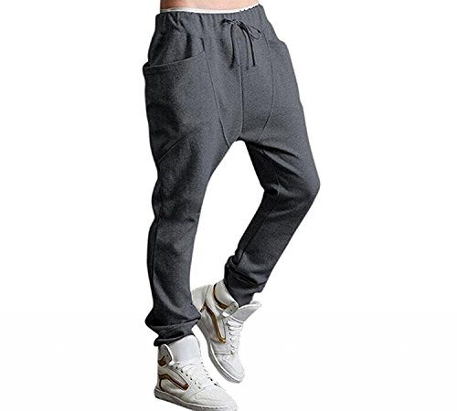 Minetom Hombres Harén Pantalones Deportivos Pantalones Casual Trotar Bailando Baggy Pantalones (EU M, Gris Oscuro)