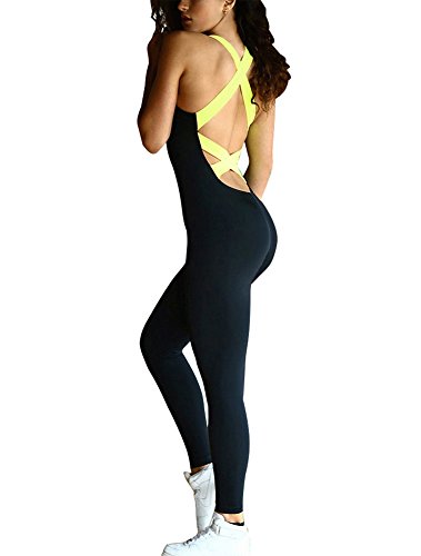 Minetom Las Mujeres Elásticos Sports Cintura Deportivos Sin Mangas Pantalones Sin Espalda De Deporte Mosaico De Mono Fitness Yoga Amarillo EU S Minetom Las Mujeres Elásticos Sports Cintura Deportivos Sin Mangas Pantalones Sin Espalda De Deporte Mosaico De Mono Fitness Yoga Amarillo EU S