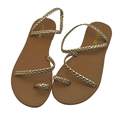Minetom Sandalias Romanas De Playa con Trenzas Cruzadas para Mujer Sandalias Zapatillas De Verano Zapatillas Moda Zapatillas De Playa Zapatillas Zapatos para Mujeres Cómodo Y Elegante Gold EU 41