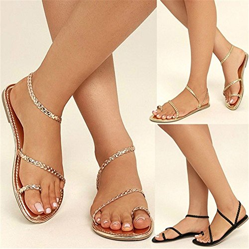 Minetom Sandalias Romanas De Playa con Trenzas Cruzadas para Mujer Sandalias Zapatillas De Verano Zapatillas Moda Zapatillas De Playa Zapatillas Zapatos para Mujeres Cómodo Y Elegante Gold EU 41