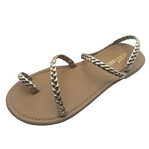 Minetom Sandalias Romanas De Playa con Trenzas Cruzadas para Mujer Sandalias Zapatillas De Verano Zapatillas Moda Zapatillas De Playa Zapatillas Zapatos para Mujeres Cómodo Y Elegante Gold EU 41