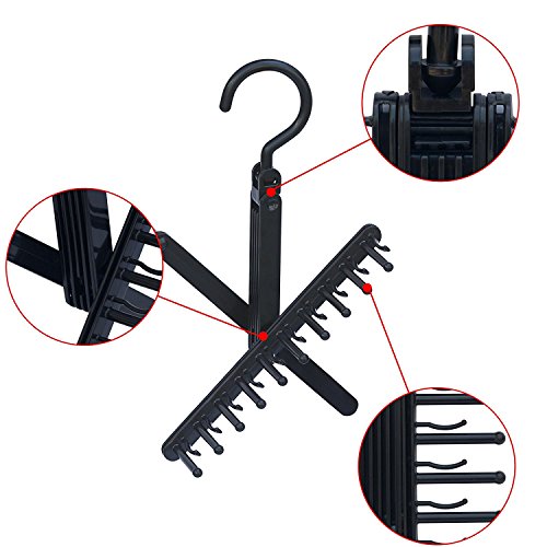 MINGZE 2pcs Perchas para Corbatas y Cinturones, Cruzar Corbata Percha, Negro 20 Tie Belt Rack Organizer Hanger Clips Antideslizantes Rotación de 360 Grados MINGZE 2pcs Perchas para Corbatas y Cinturones, Cruzar Corbata Percha, Negro 20 Tie Belt Rack Organizer Hanger Clips Antideslizantes Rotación de 360 Grados