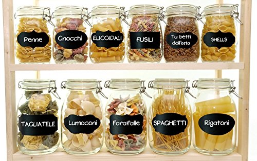 MINGZE 80pcs Etiquetas para pizarra, pegatinas reutilizables para premium, frascos etiquetado fiestas, cuartos para manualidades, bodas y organice su hogar y cocina