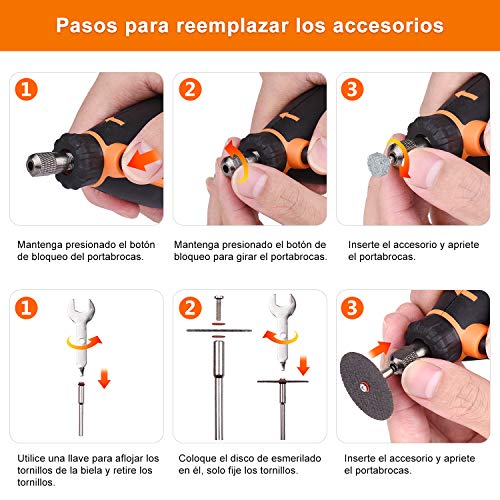 Mini Amoladora Eléctrica, GINELSON Advanced Professional Kit de Herramientas Rotativas Multifunción Sin Llave/Eje Flexible 150 Accesorios, Velocidad Variable para Manualidad y Creación Bricolaje