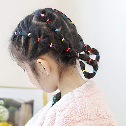 Mini bandas de goma de 500 piezas, banda elástica suave y colorida para el cabello, gomas pelo bebe, banda para el cabello y linda bolsa dealmacenamiento, adecuada para trenzas de niños (multicolor)