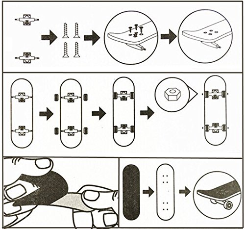 Mini Diapasón, Patineta de Dedos Profesional Maple Wood DIY Assembly Skate Boarding Toy Juegos de Deportes Regalo de Navidad Para Niños (Negro) Mini Diapasón, Patineta de Dedos Profesional Maple Wood DIY Assembly Skate Boarding Toy Juegos de Deportes Regalo de Navidad Para Niños (Negro)