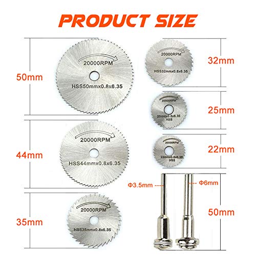 Mini hojas de sierra circular - Accesorios para el kit de disco de corte de herramienta rotativa, discos de corte de taladro de metal para cortar metal de plástico y madera (8 piezas)