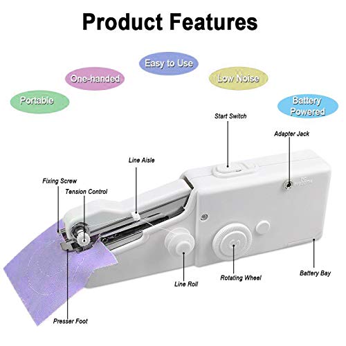 Mini Maquina de Coser, Gullen Portátil Herramienta de Puntada Rápida para Tela Ropa en Viaje Casa,Tijera, Aguja y Enhebrador Uso de Viaje y Casav Mini Maquina de Coser, Gullen Portátil Herramienta de Puntada Rápida para Tela Ropa en Viaje Casa,Tijera, Aguja y Enhebrador Uso de Viaje y Casav