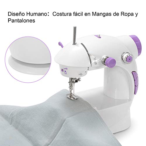 Mini Máquina de Coser Portatil con Kit de Costura y Mesa Extensible con Luz, Maquina Coser para Niñas, Principantes y Experimentados