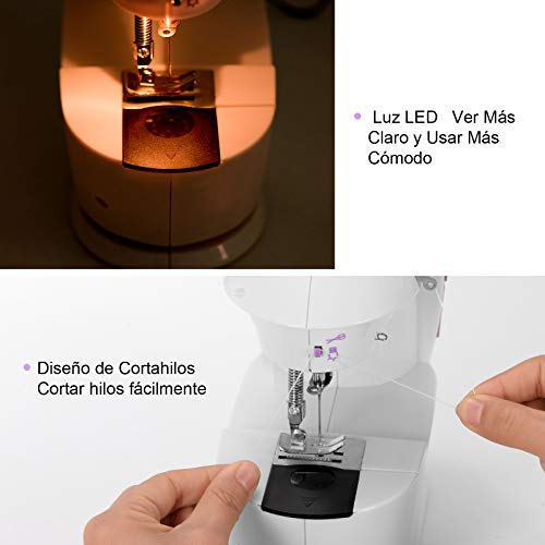 Mini Máquina de Coser Portatil con Kit de Costura y Mesa Extensible con Luz, Maquina Coser para Niñas, Principantes y Experimentados Mini Máquina de Coser Portatil con Kit de Costura y Mesa Extensible con Luz, Maquina Coser para Niñas, Principantes y Experimentados