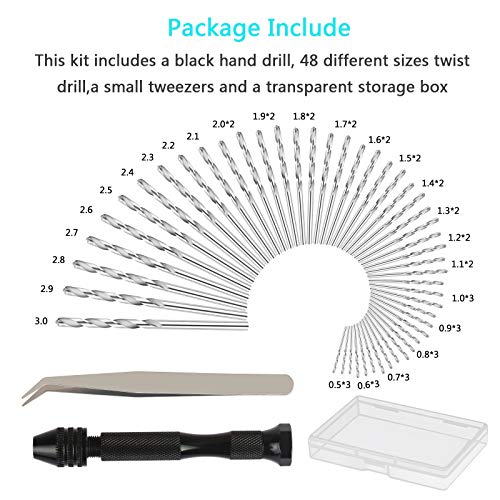 mini taladro manual KAKOO 51pcs taladro manual modelismo de herramientas modelismo naval de brocas de precisión de pinzas modelismo, plastico con caja de almacemiento de regalo