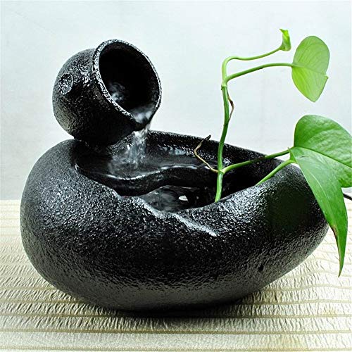 MINMINA Ornamentos De Cerámica De Feng Shui, Cascada para El Nebulizador Casero De La Bomba De Agua De La Decoración,White,17.5 * 18 * 23.5cm